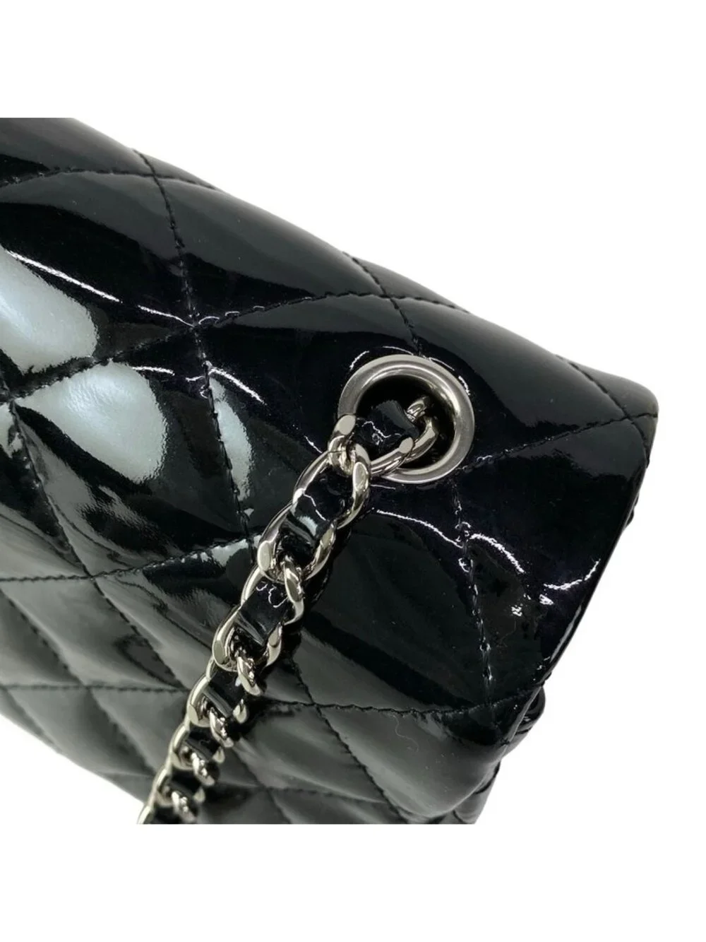 Chanel Shoulder Bag Extra Mini Quilted Black Chain Silver Leather